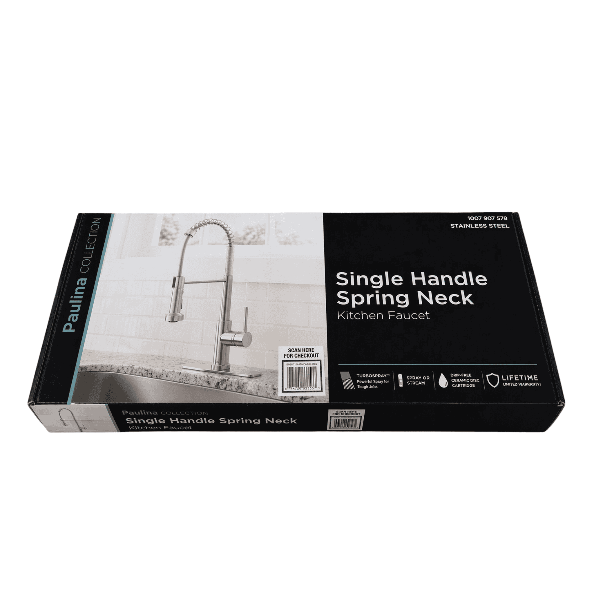 1007 907 578 Single-Handle Spring Neck Pull Down Sprayer Kitchen Faucet in Stainless Steel