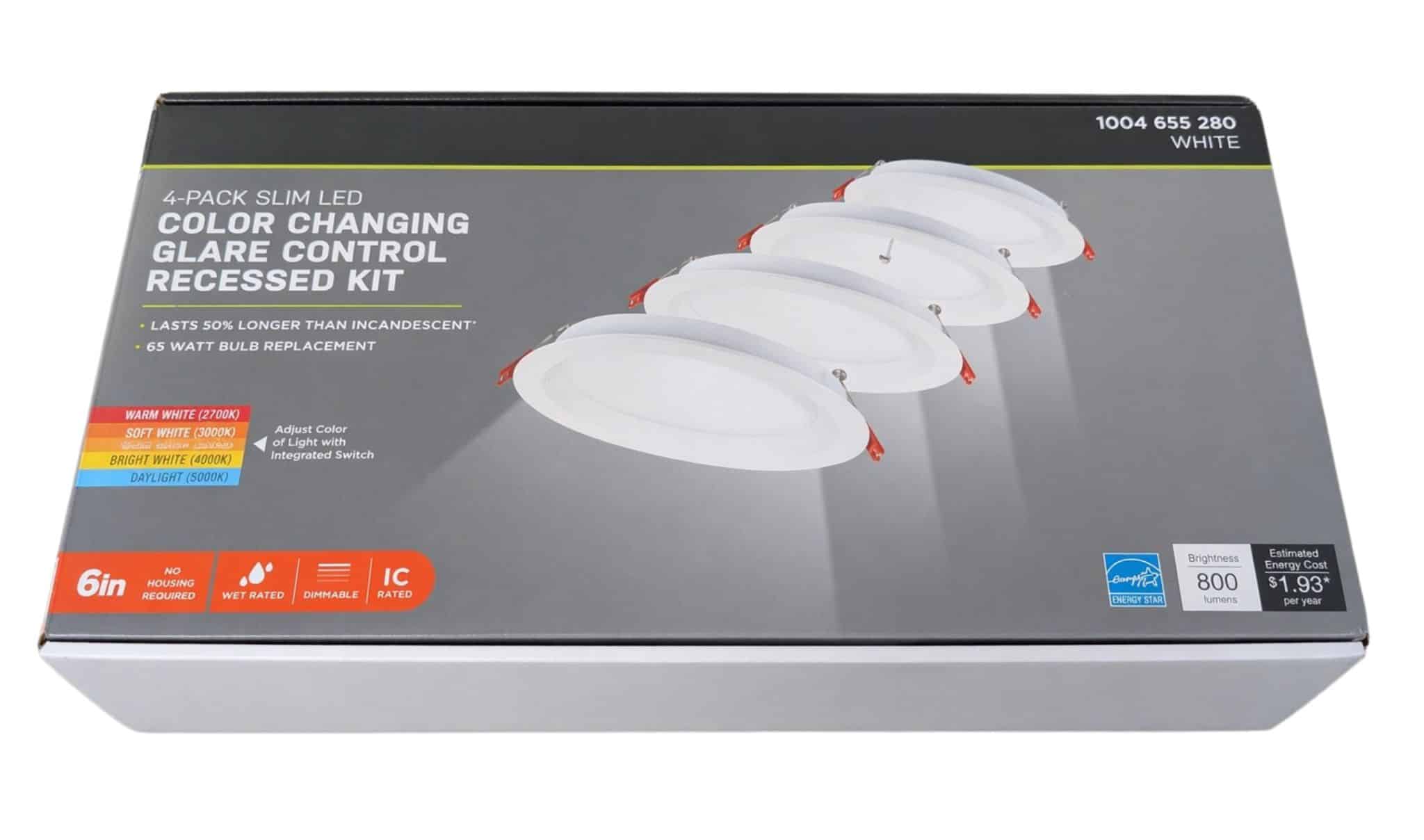Commercial Electric 91480 Slim Baffle 6 in. Color Selectable New Construction and Remodel Canless Recessed Integrated LED Kit (4-Pack)
