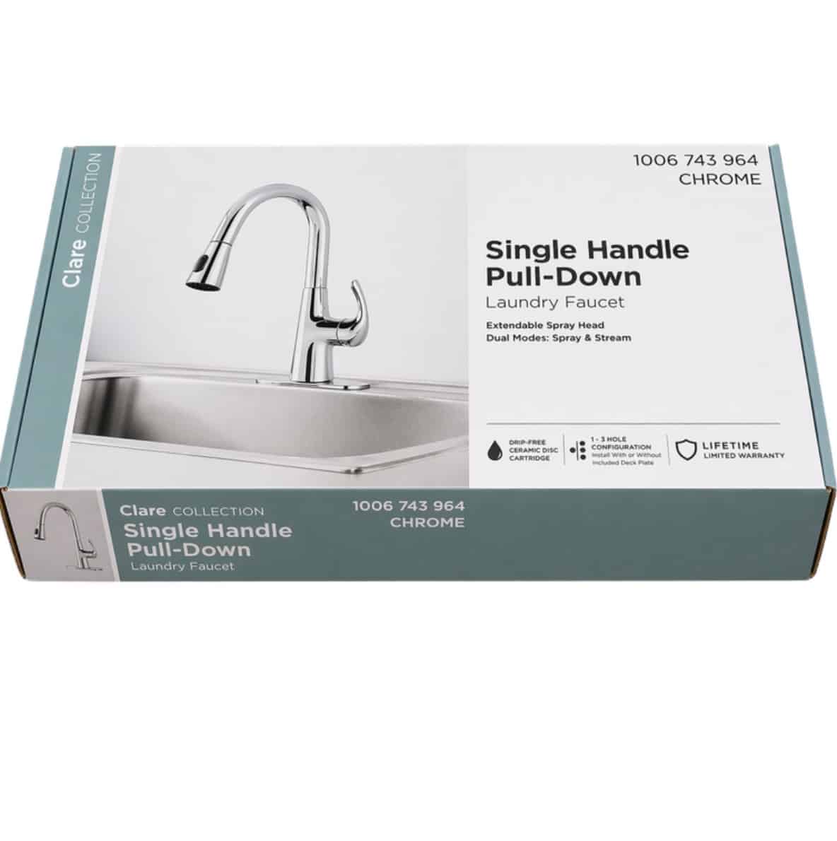 Glacier Bay Clare 1006 743 964 Single Handle Pull Down Laundry Utility Faucet in Chrome