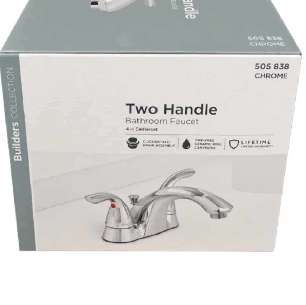 Glacier Bay Builders (505 838) 4 in. Centerset 2-Handle Low-Arc Bathroom Faucet in Chrome
