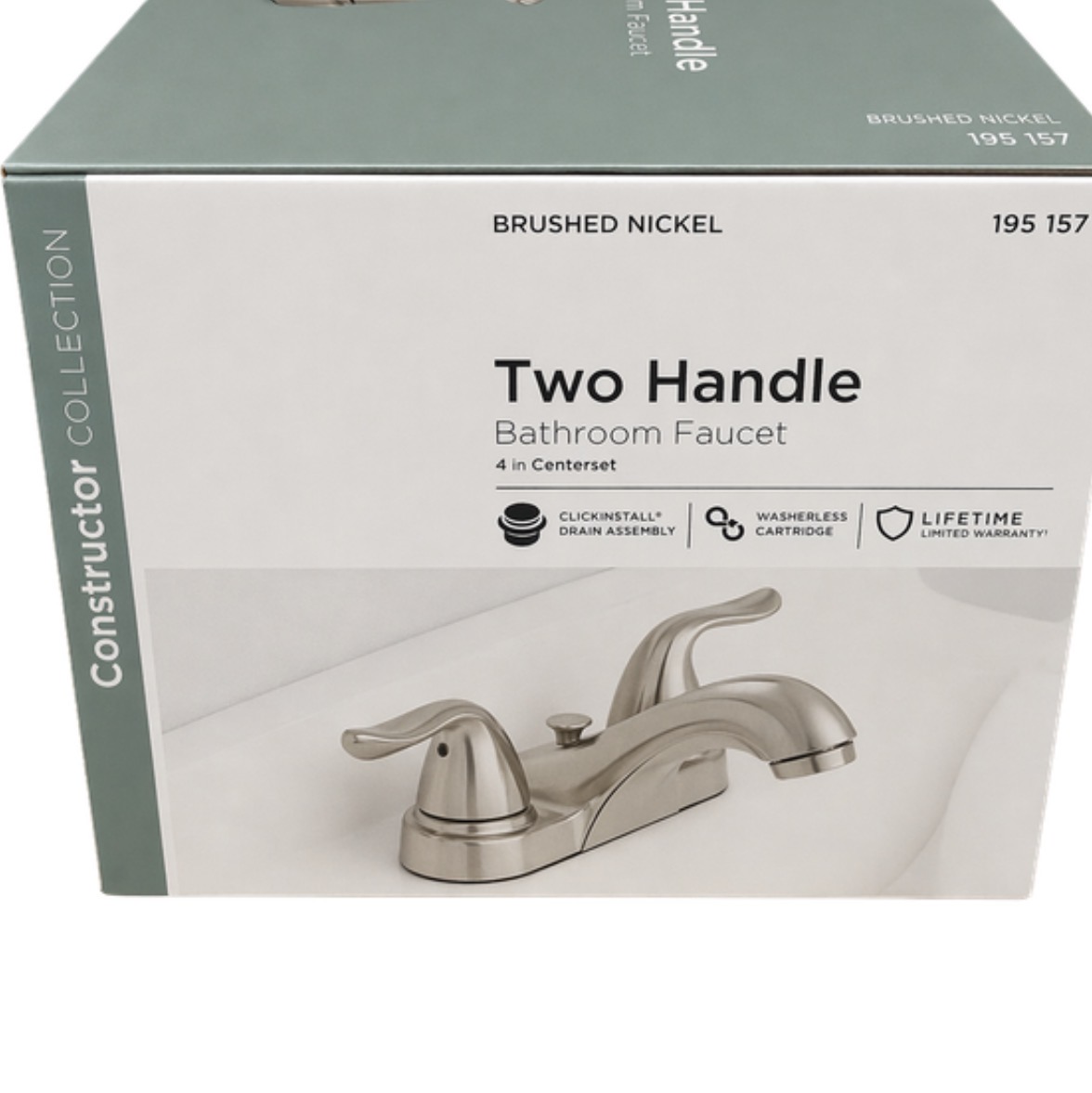 195 157 4 in. Centerset 2-Handle Low-Arc Bathroom Faucet in Brushed Nickel