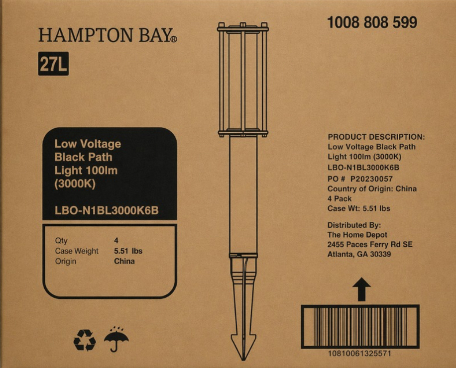 LBO-N1BL3000K6B 10-Watt Equivalent 100 Lumens Low Voltage Black Integrated LED Outdoor Landscape Path Light