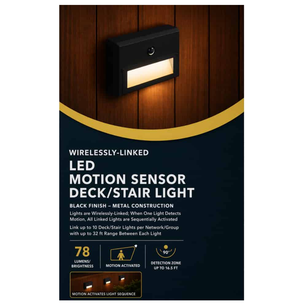 PNB000003-03 Low Voltage Black Motion Sensing Integrated LED Stair Light with Frosted Acrylic Lens