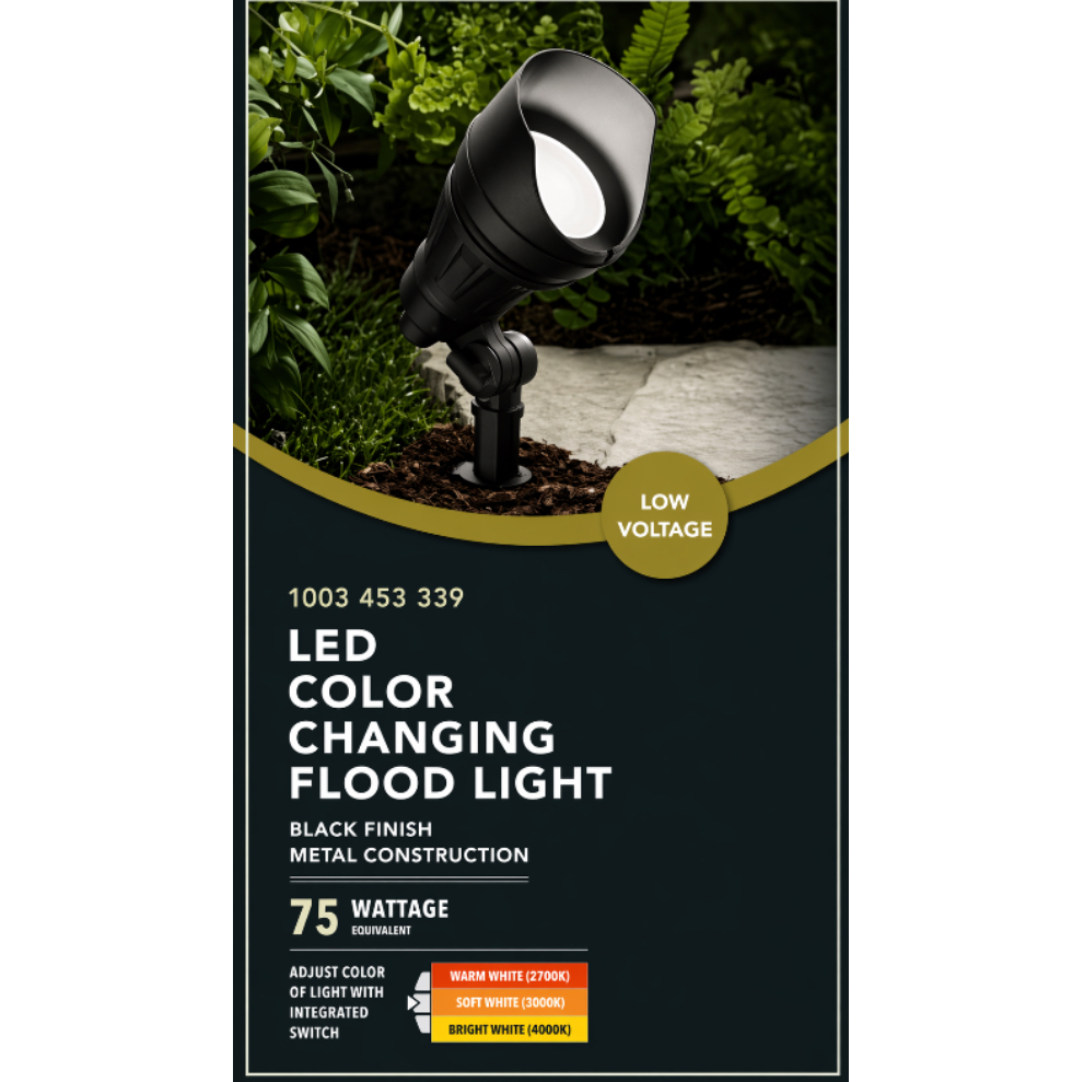 IWH1501LL-5 13.3-Watt Black Adjustable Light Color Outdoor Integrated LED Landscape Flood Light