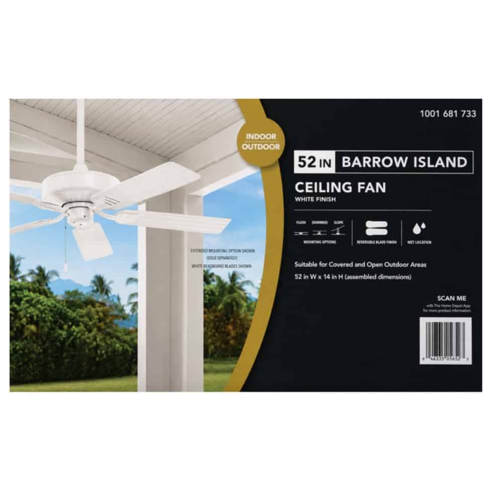 YG529-WH 52 in. Indoor/Outdoor White Ceiling fan