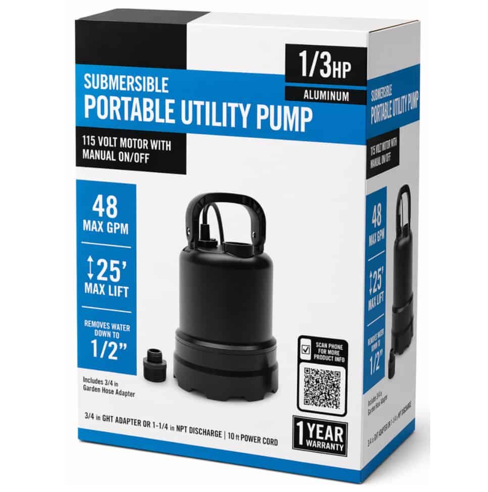EB91430 1/3 HP Submersible Aluminum Utility Pump