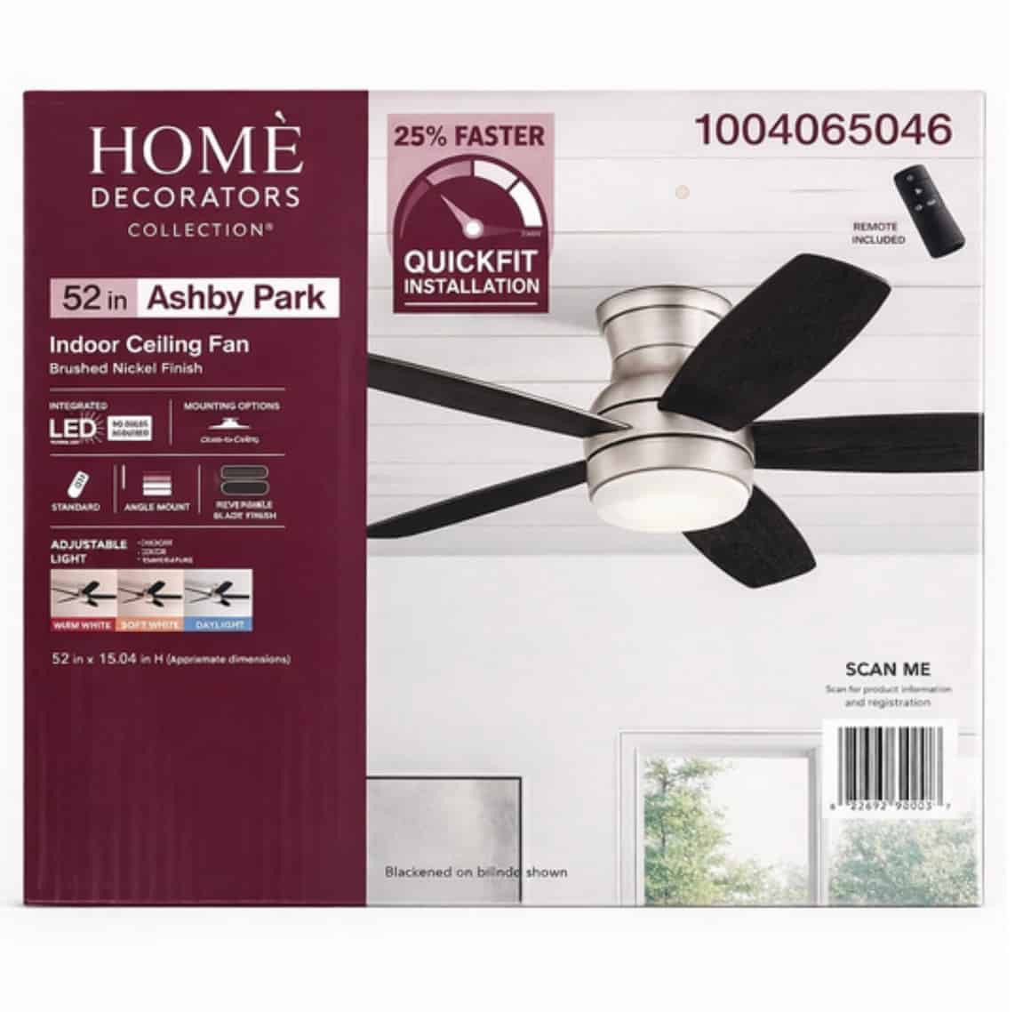 59252 52 in. White Color Changing Integrated LED Brushed Nickel Ceiling Fan with Light Kit and Remote Control