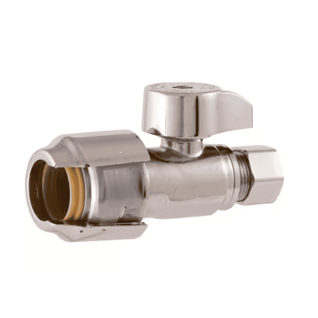SharkBite UR23037BN Max 1/2 in. Push to Connect x 3/8 in. O.D. Compression Brushed Nickel Straight Stop Valve