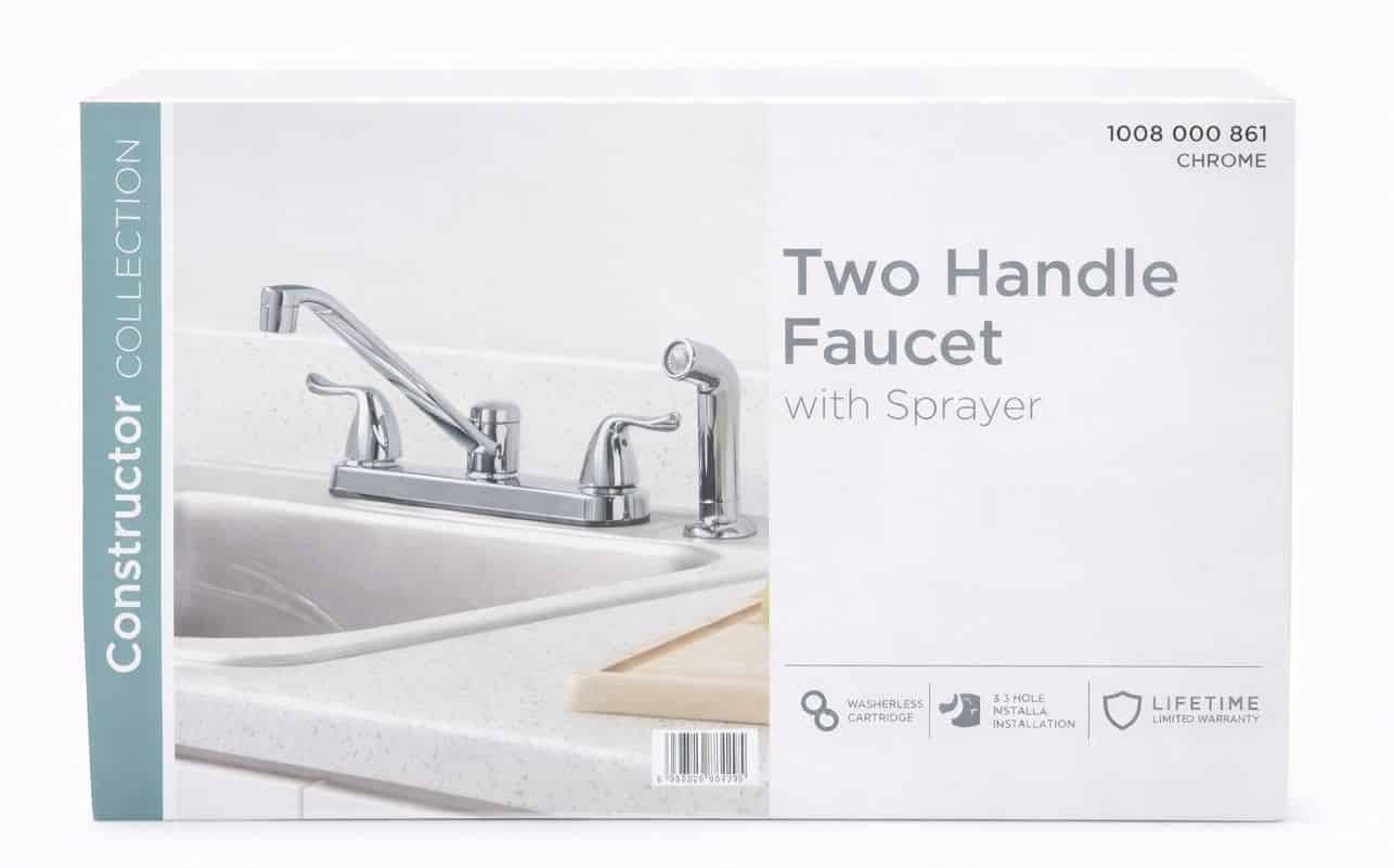 Glacier Bay HD67099-1B01 Constructor Double-Handle Standard Kitchen Faucet with Side Sprayer in Polished Chrome (1008 000 861)