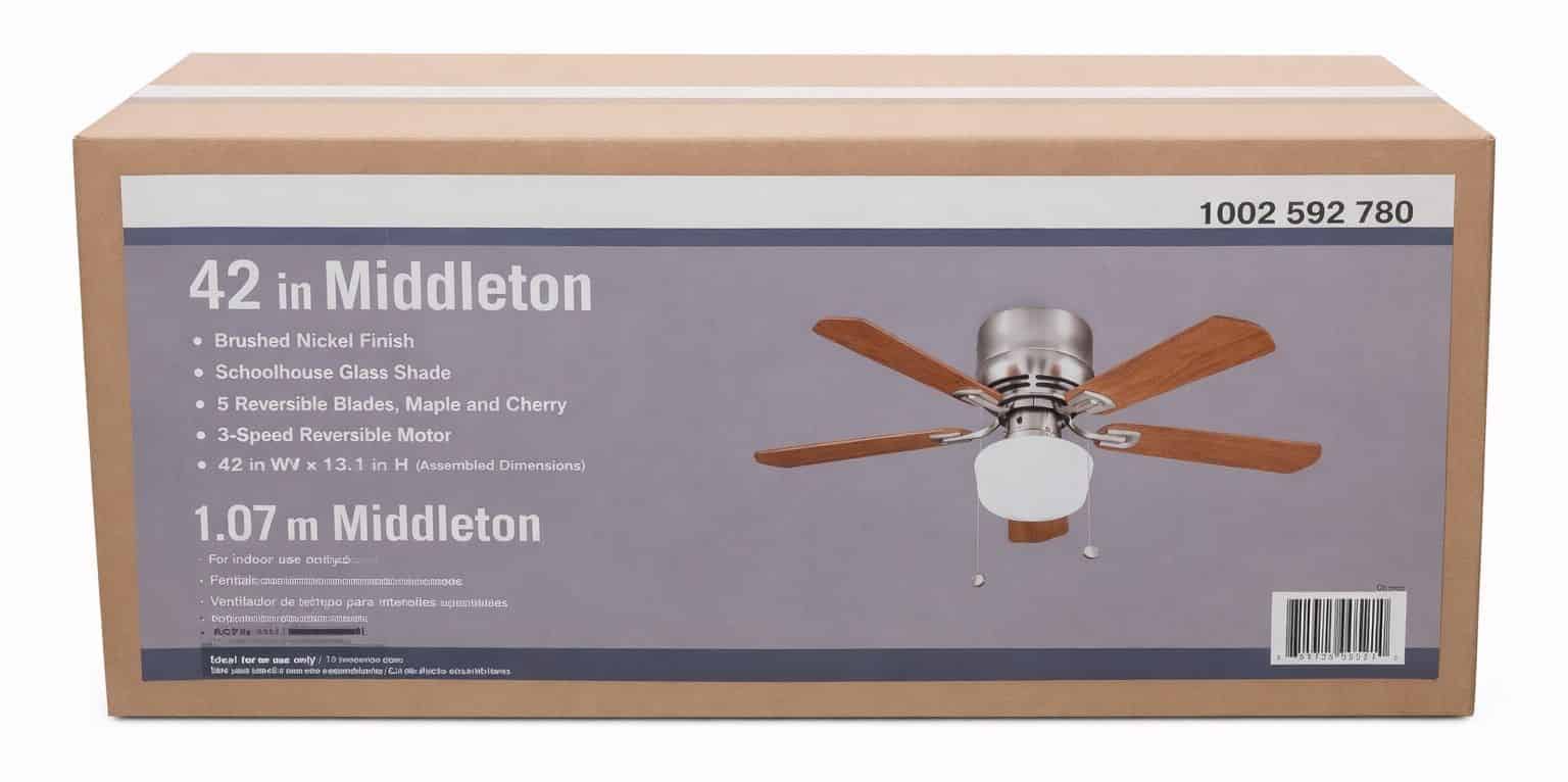 UE42V-NI-SHB Middleton 42 in. LED Indoor Brushed Nickel Ceiling Fan with Light Kit