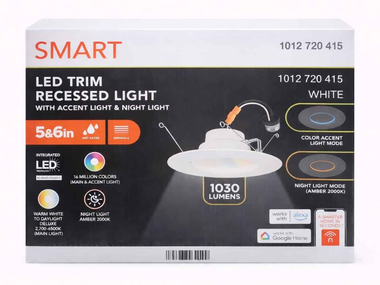 NB36a6INRGB-W 5/6 in. Smart Adjustable CCT and RGB Integrated LED Recessed Light Trim with Night Light