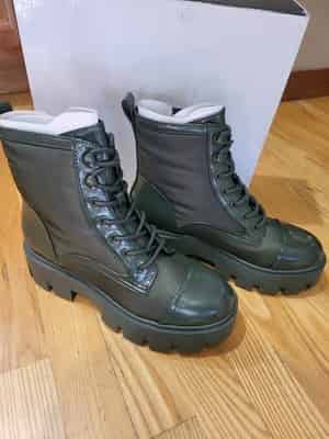 Nine West Obri2 Womens Ankle Boots 6.5M Dark Green Booties Zip Up Dress Boots