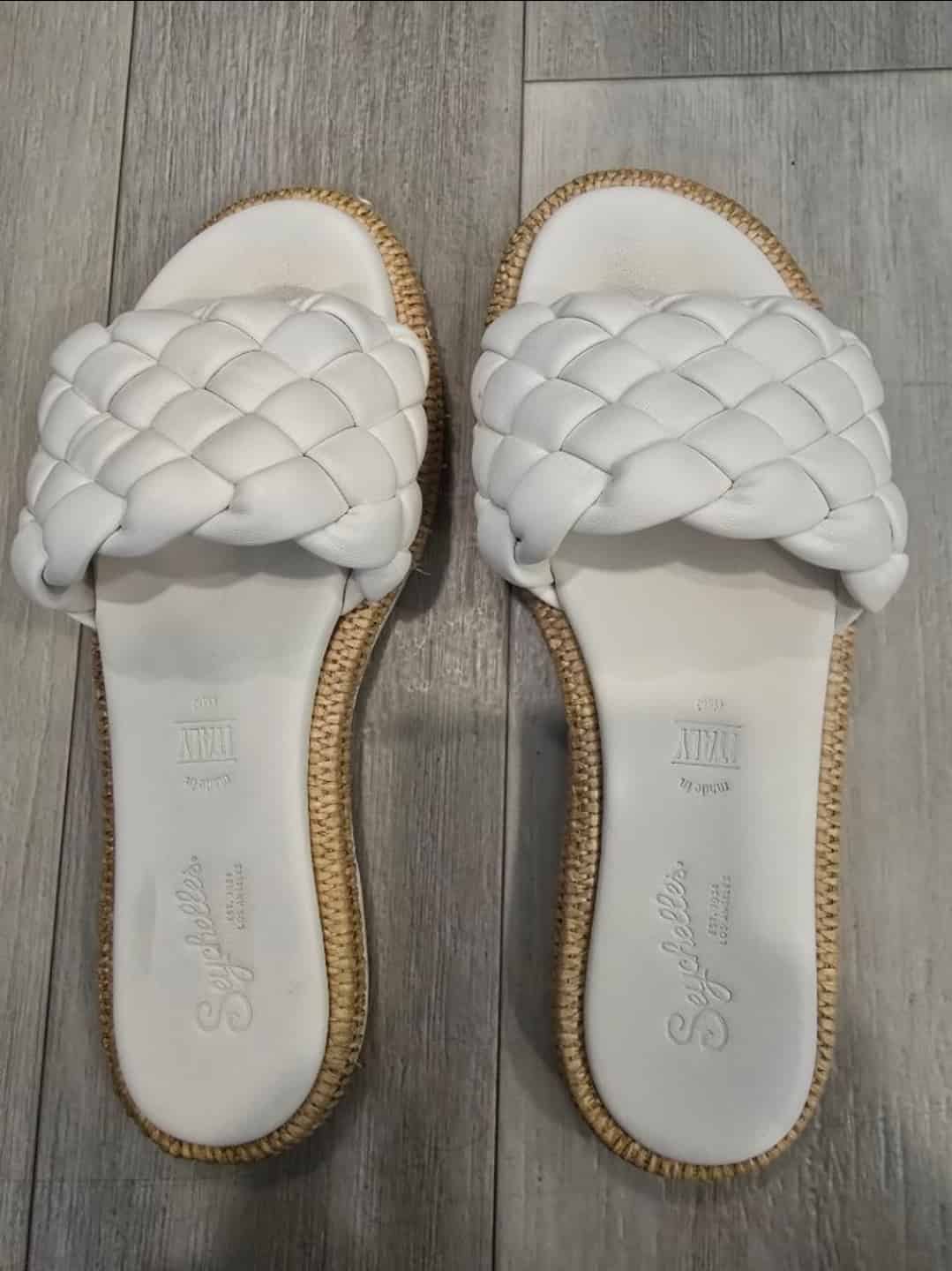 Women’s Seychelles White Woven Slide Sandals Size 7